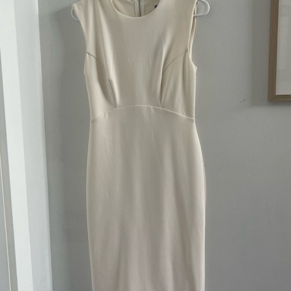 Express Cream Sleeveless Sheath Midi Dress